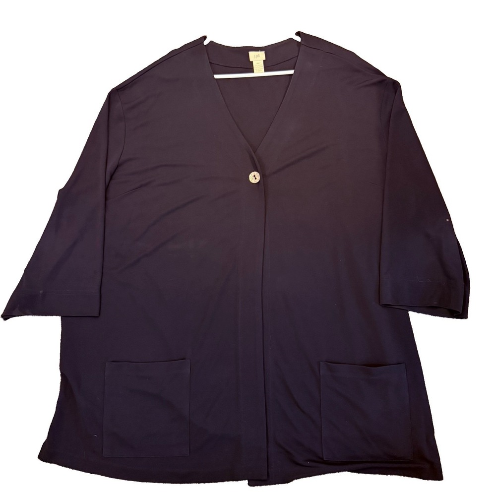 J.Jill Wearever Collection Knit Cardigan Sweater SIze Large Black One Button